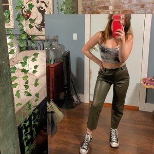 Aritzia dark green leather pants